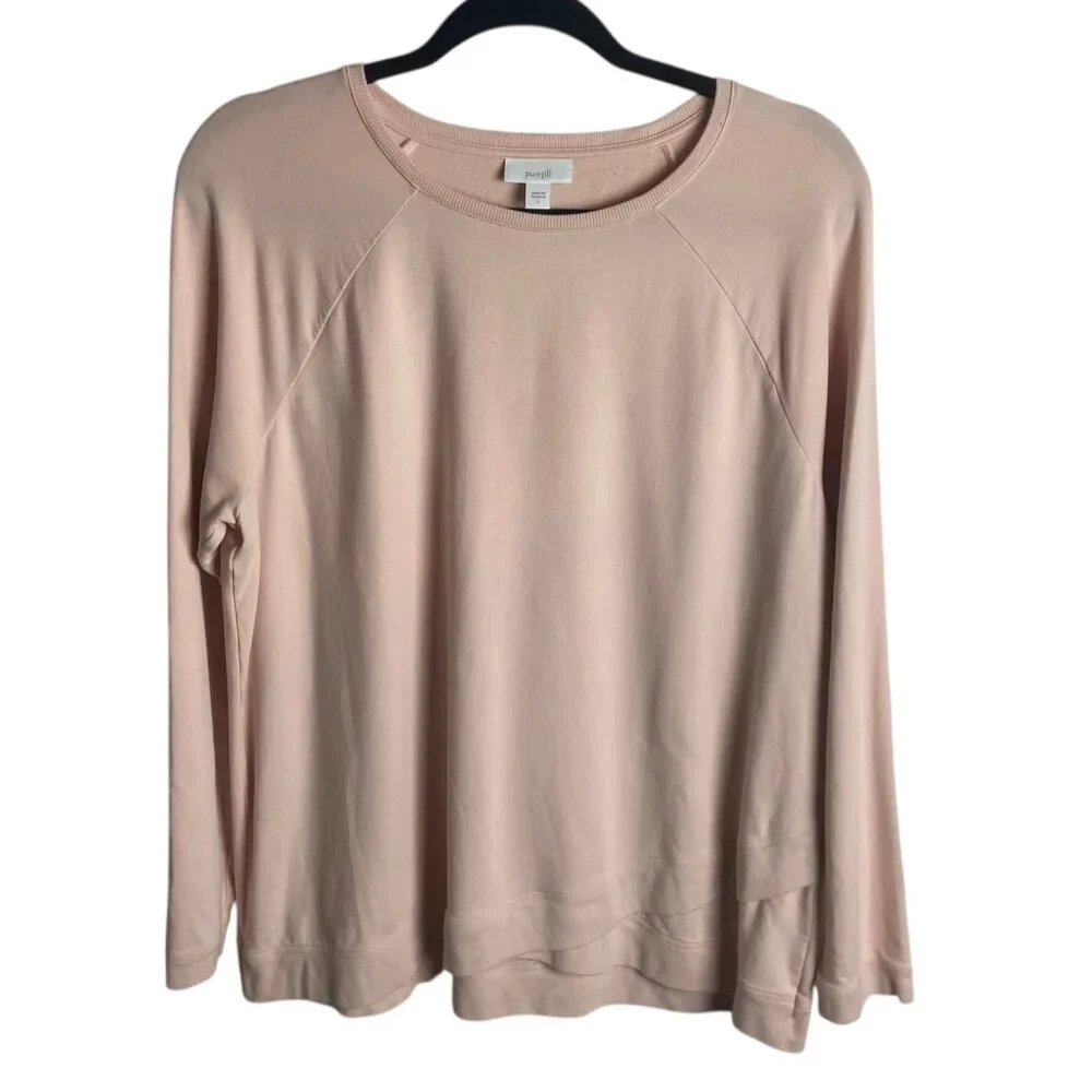 Pure J Jill Size L Pima Cotton Lightweight Layered Shirt Top Ballet Pink Soft - Picture 1 of 5